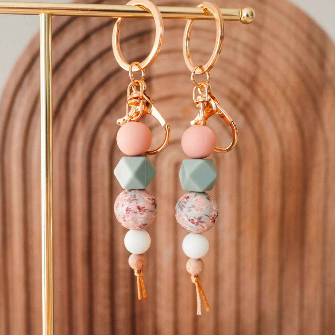 Delicate Floral | Sage Pink | Keychain